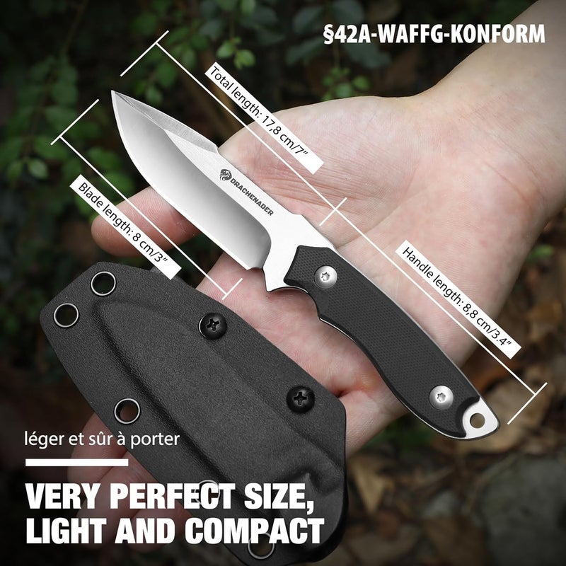 DRACHENADER EDC Fixed Blade Knife with Kydex Sheath 7-Inch D2 Steel Small Tactical Knife with Clip Lock, Versatile for Horizontal and Vertical Carry - Image 5